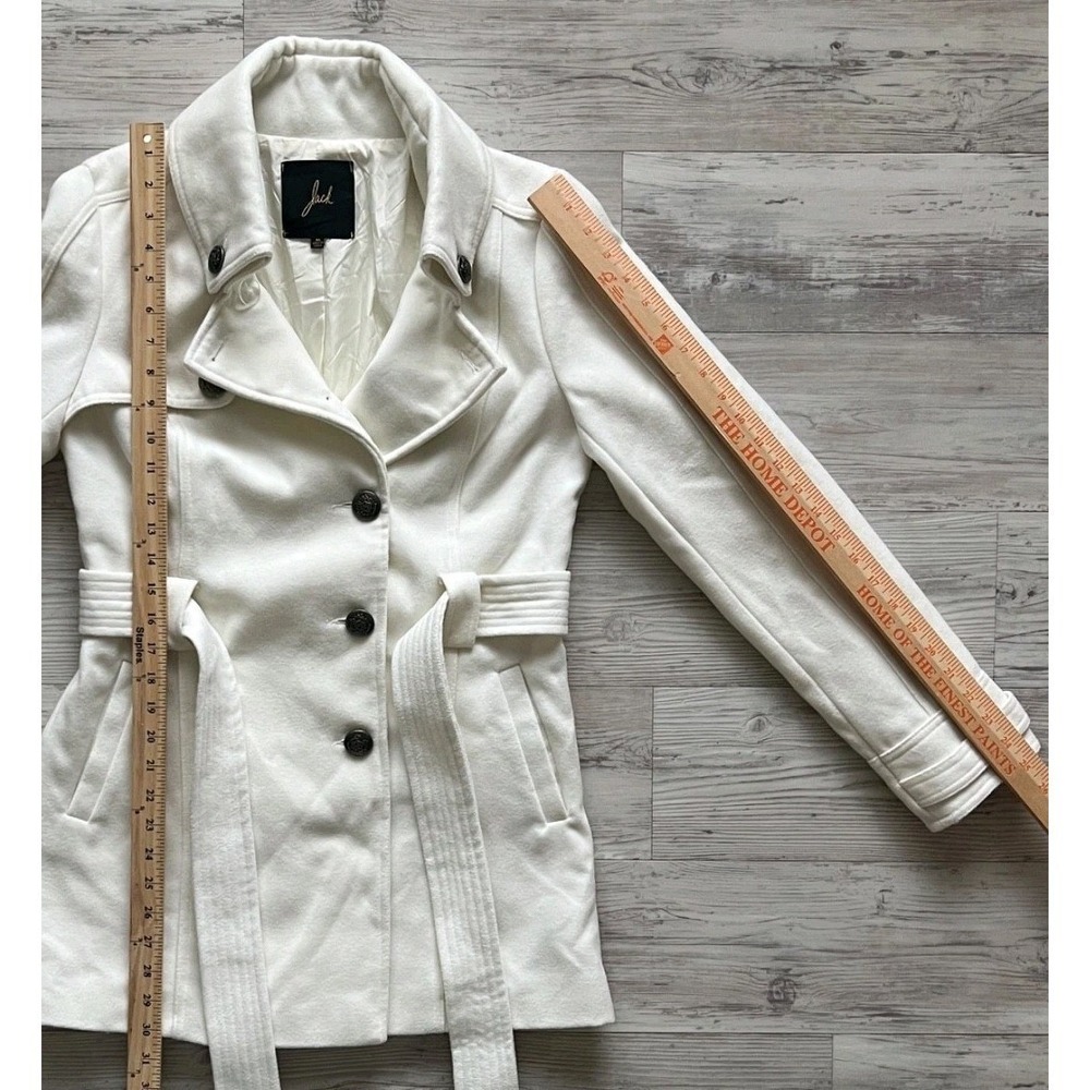 Jack Belted‎ Peacoat Jacket Women's Medium Bronze-Tone Metal Buttons Chic - Picture 7 of 11